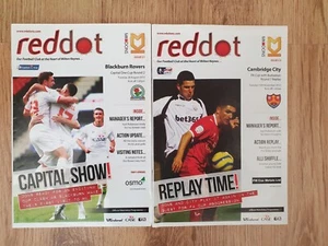 MK Dons 12/13 Programmes V Blackburn And Cambridge City - Picture 1 of 1