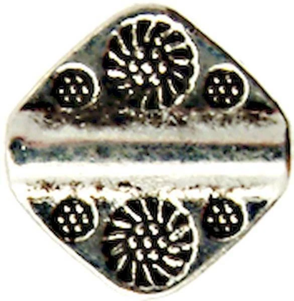 Perla Metallo Quadrato 12mm Argentato (Set Di 10) - Immagine 1 di 1