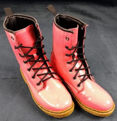 Botas de Combate Wet Seal Para Mujer Rosa Con Cordones Patente PU Militar Punk Talla 9 Usadas en Excelente Condición! Foto 1 de 4