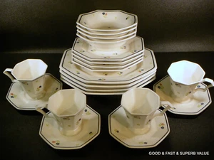 20 pcs Nikko China ~ Homespun Pattern ~ 4 X 5 Piece Place Settings MICROWAVE - Picture 1 of 12