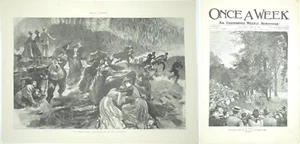 1891 NOS Eruption MT Vesuvius Engraving OnceAWeek NP Charles de Sivry Stia Heart - Picture 1 of 10