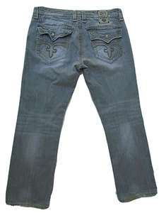 Rock Revival Steven Straight Distressed Jeans Pants Grey Men's Size 38 Gray - Picture 1 of 7