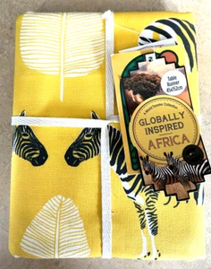Zebra Design Table Runner Yellow/Black NEW 18"X60" by Globally Inspired Africa - Picture 1 of 2