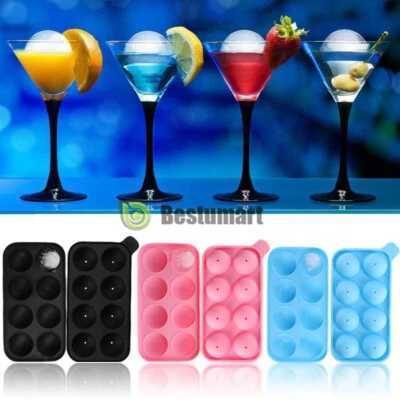 ICE Balls Maker 8 Large Round Sphere Tray Molds Cube Whiskey Cocktails Silicone - Image 1 of 4