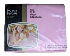 Sheet King Size Flat No Iron Percale Pink 108x102 Inches NEW Old Stock!  feb23 - Picture 1 of 6