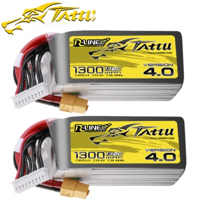 2X Tattu R-Line 1300mAh 130C 29.6V 8S Lipo Battery XT60 For FPV RC Helicopters - Image 1 of 4