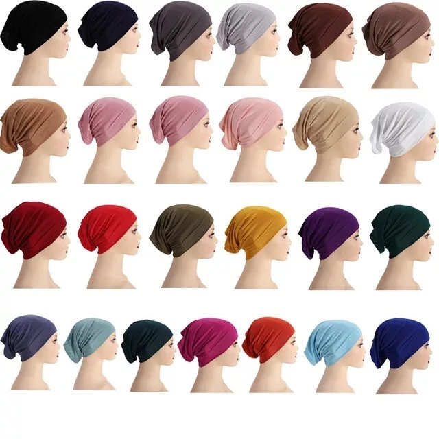 Women Ladies Under Scarf Hijab TUBE BACK Bone BONNET Cap 40 Colours Stretchable