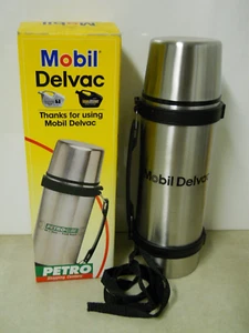 Termos de café de viaje Mobil Delvac Petro lubricante acero inoxidable con mango y correa - Imagen 1 de 9