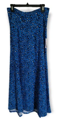 Maxi Vestido Falda LuLaRoe Leopardo Guepardo M Negro Blanco Animal Manchas en Azul NUEVO Foto 1 de 4