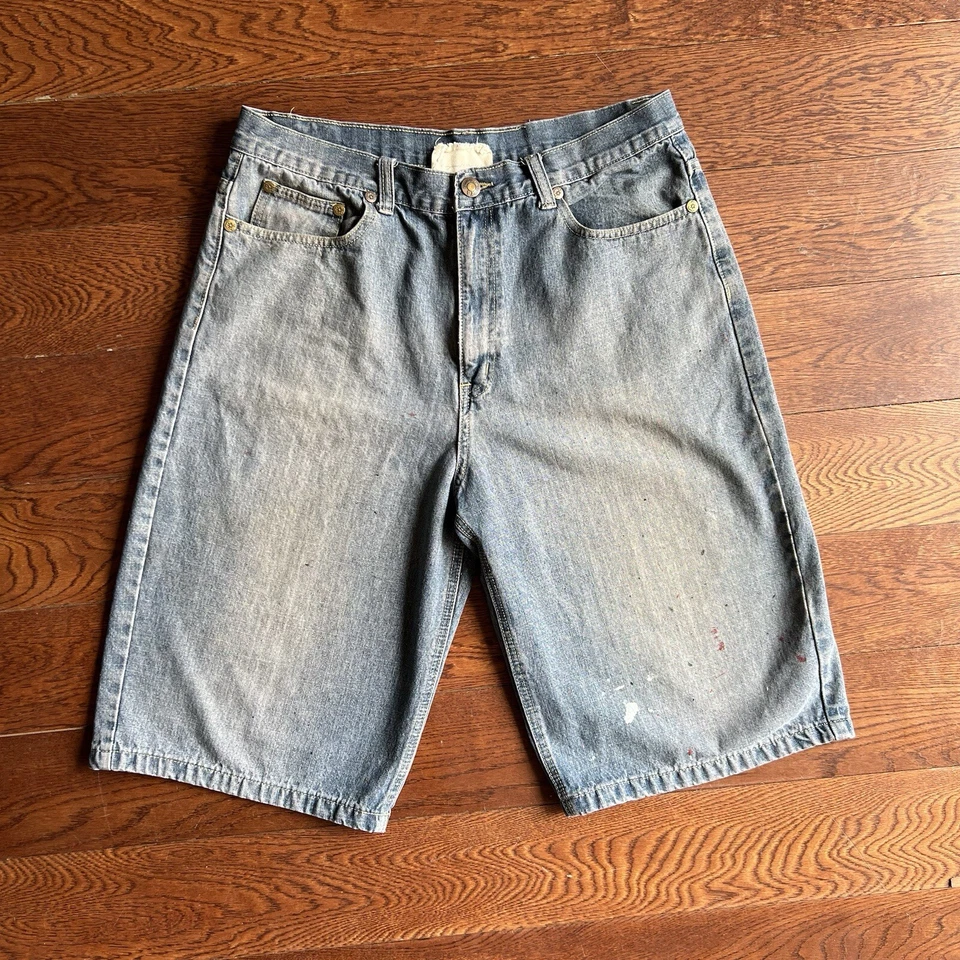 Vtg BX Brooklyn Xpress Jean Shorts Men Sz 36 Embroidered Hip Hop Streetwear Y2K - Изображение 1 из 4