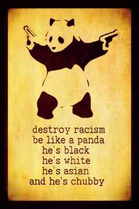 ¡SÉ COMO UN PANDA! ¡STOP RACISM HECHO EN EE. UU.! LETRERO DE METAL 8X12 HOMBRE CUEVA DIVERTIDO BAR OFICINA - Imagen 1 de 1
