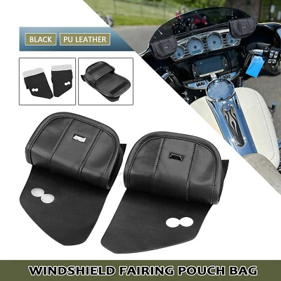 PU Leather Windshield Fairing Pouch Bag Fit For Harley Street Tri Glide FLHTCUTG - Image 1 of 4