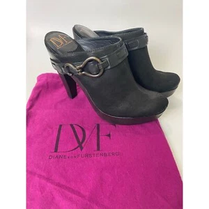 Diane von Furstenburg Platform Chunky Y2K Heel Shoes Black Whimsygoth Size 10 - Picture 1 of 8