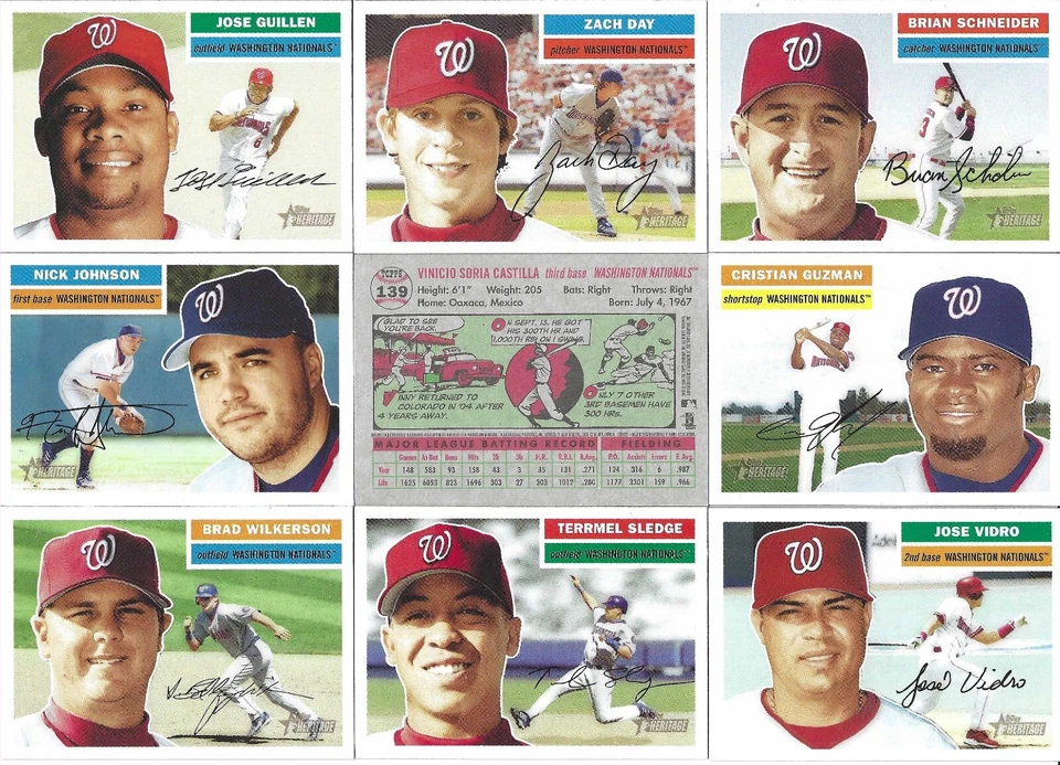 2005 Topps Heritage Washington Nationals Regular + White Back Team Set (18) - Image 1 of 1