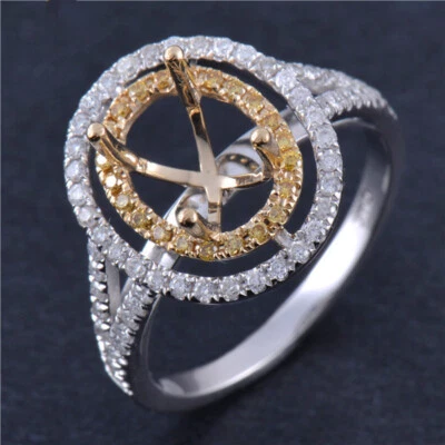 Custom Oval 9x7MM 14K Gold Natural Diamond Engagement Semi Mount Ring Setting - Image 1 of 4