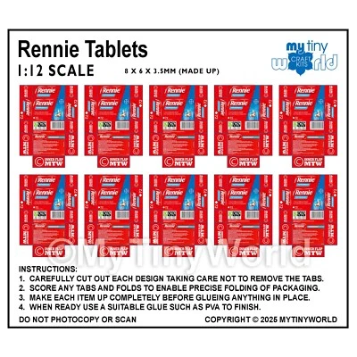 MYTINYWORLD Puppenstube Miniatur Verpackung Bogen mit 10 Rennie Kartons