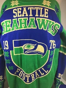 Vintage NFL Apparel Seattle Seahawks Men’s Crewneck Knit Sweater Sz Medium - Picture 1 of 6