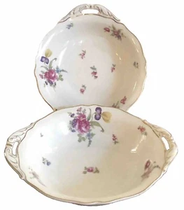 NORINA by KRAUTHEIM: 9" SERVING BOWL; SCALLOPED EDGE, MULTI FLORAL; 1945 GERMANY - Picture 1 of 9