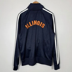 Vintage Champion Fieldhouse Illinois Logo Track Jacket XL Navy Blue Zip Up Worn - Picture 1 of 15