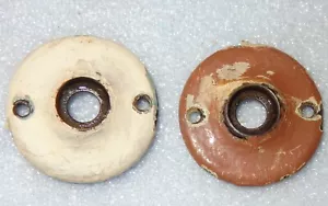 2 ALTE ANTIKE BAUERNHAUS SCHLICHT VINTAGE TÜRKLINKE RUNDKRAGEN RÜCKENPLATTEN 2-1/8" W - Bild 1 von 3