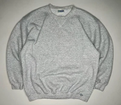 Vintage Discus Athletic V Notch Heather Gray Crew Sweatshirt Made In USA Large - Image 1 of 4