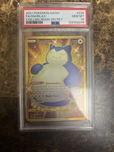 Snorlax 224/198 Chilling Reign Pokemon PSA 10 Gem Mint Gold Secret Rare - Picture 1 of 2