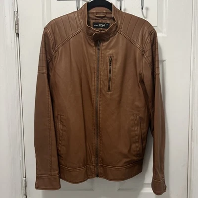 Black Rivet Men’s Brown Motorcycle Bomber Jacket Size Small - Image 1 of 4