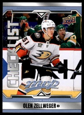 2024-25 Upper Deck MVP #250 Olen Zellweger SP CL Ducks - Image 1 of 2