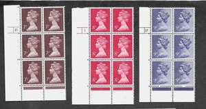 1976-9 7p 8p 9p 3xDIFFT MACHIN CYLINDER CORNER BLOCKS x6 MNH SG X875/879/ X883. - Picture 1 of 1