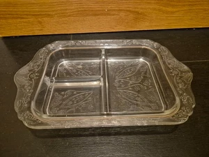 Vintage Art Deco Glas Serviertablett Relish Schale Platte - Bild 1 von 3