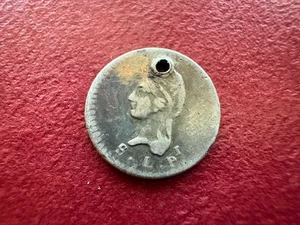 1847 SLP Mexico 1/4 Real Silver Coin • San Luis Potosí Mint • Holed Pendant - Picture 1 of 6