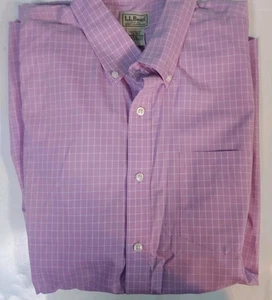 Camisa LL Bean Para Hombres XL Lavanda Cuadros Sin Arrugas Manga Larga Con Botones - Imagen 1 de 6