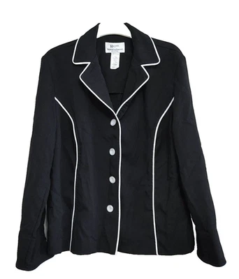 Drapers & Damons Petite Womens Blazer Jacket Size 12P Black Vintage Da Rue Foto 1 de 3