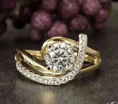 2Ct Round Cut Lab-Created Diamond Heart Engagement Ring 14K White Gold Finish - Image 1 of 4