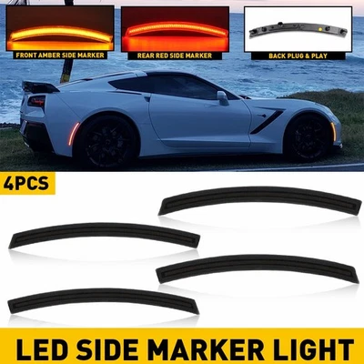 Replacement Side Marker LED Lights Smoked For Chevrolet 2014-2019 Corvette C7 4X - Image 1 of 4