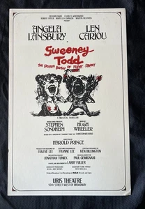Tarjeta musical Sweeney Todd Lansbury Uris Broadway Theatre Play Window 1974 14x22 - Imagen 1 de 4