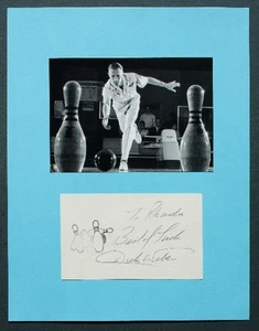 Dick Weber Professional Bowler Hand Signed Autographed 3X5 Card Photo Set Mat -- - Picture 1 of 1