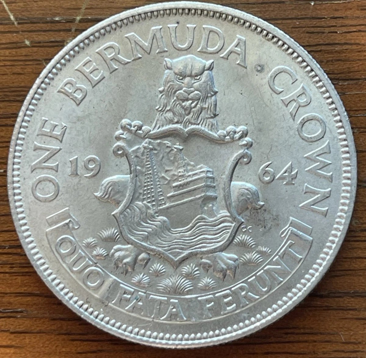 バミューダ-エリザベス II-ワン クラウン 1964-ラージ シルバー