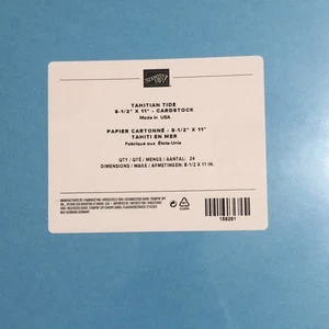 Stampin Up TAHITIAN TIDE Cardstock 8 1/2 x 11 - 24 Shts - Retired Blue - Picture 1 of 1