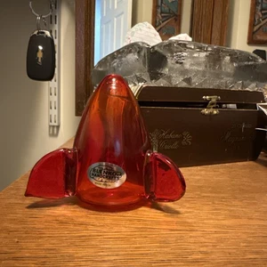 Blenko Glass Rocket Paperweight - Ruby - Picture 1 of 4
