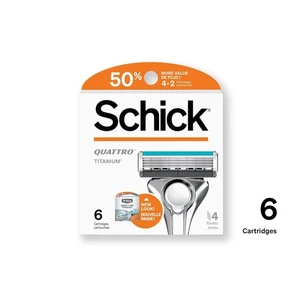 Schick Quattro Titanium Herren Rasierer 4 Klingen Nachfüllpack 6 Patronen Klingen NEU - Bild 1 von 1