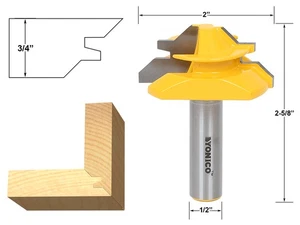 45 Degree - Up to 3/4" Stock Lock Miter Router Bit - 1/2" Shank - Yonico 15127 - Picture 1 of 2