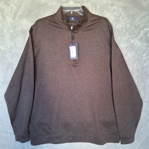 New Hart Schaffner Marx Mens Sz XXL Brown 1/4 Zip Cotton Pullover Sweater Shirt - Picture 1 of 13