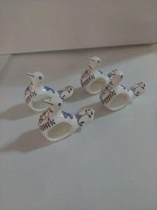 Ceramic Blue And White Design Bird Napkin Rings (Set Of 4) - Picture 1 of 3