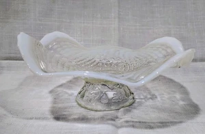 Northwood Nautilus Argonaut Shell Footed Candy Dish Clear Opalescent 7.75" Long - Picture 1 of 3