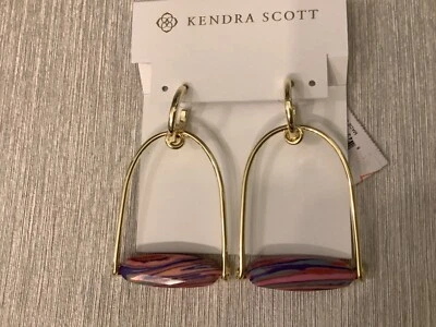 Kendra Scott Sassy Statement Pink Rainbow Calsilica Drop Earrings NWT - Image 1 of 4