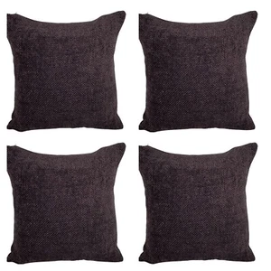 4er Set Kissenbezüge braun Strick Jute hessisch 18x18" 45x45 cm dick lila - Bild 1 von 13