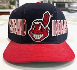 1990s Rare Vintage Cleveland Indians Starter Tri Power Snapback Hat Chief Wahoo - Picture 1 of 8