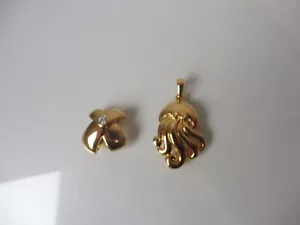 Pierre Lang 2 Beautiful Pendant, Knot + Kraken, Gold Plated With Stones - Bild 1 von 4