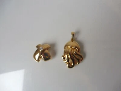 Pierre Lang  2 schöne  Anhänger , Knoten + Krake ,vergoldet mit Steinen - Bild 1 von 4